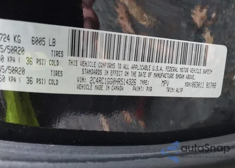 2017 Chrysler Pacifica Limited z USA, uszkodzony, nr VIN 2C4RC1GG0HR514326